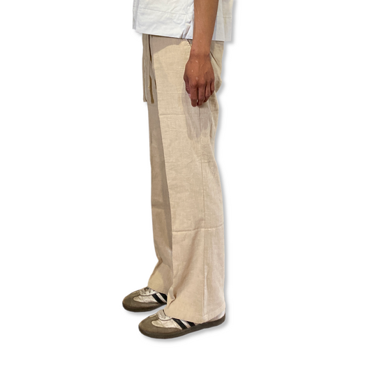 Baggy Fit Beige Linen Pants